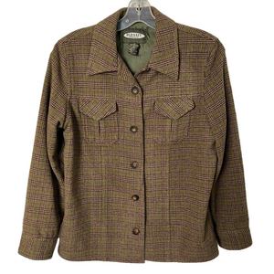 Vintage Old Navy Clothing Company Women's Green Plaid Flannel Shacket Women’s S